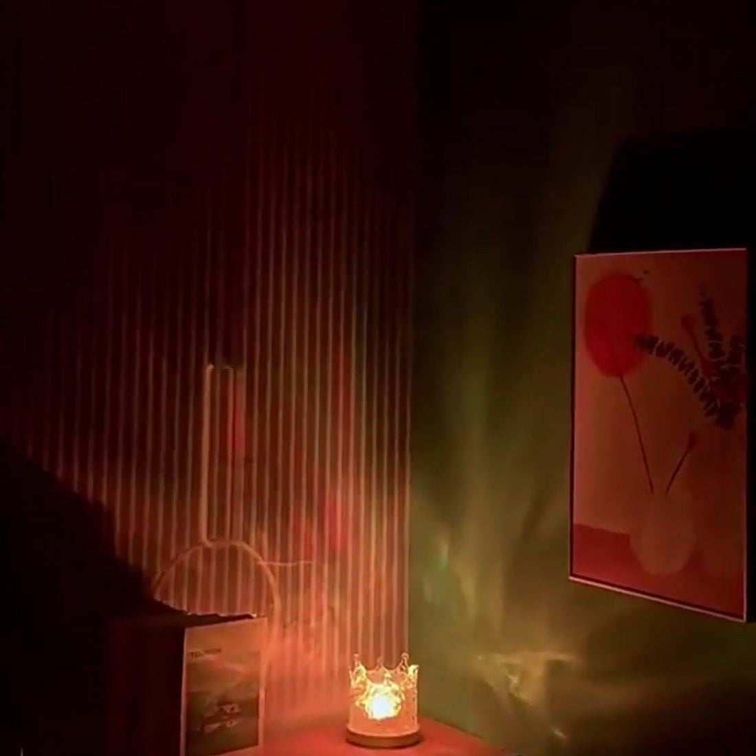 Water Ripple Lamp casting moving water light on a wall