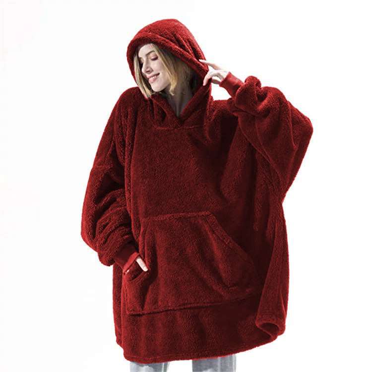Wearable blanket hoodie in wine red