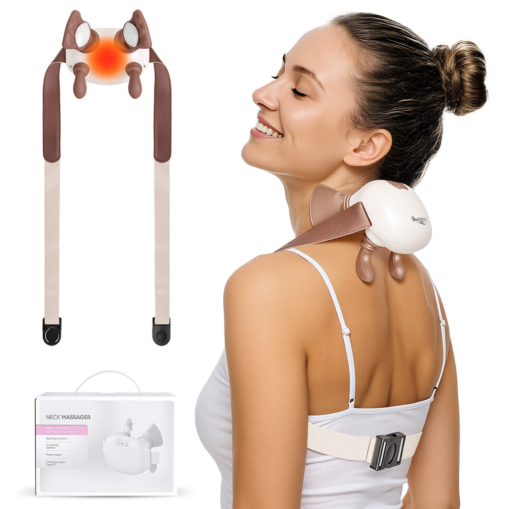 Cordless neck and shoulder massager worn over the shoulders