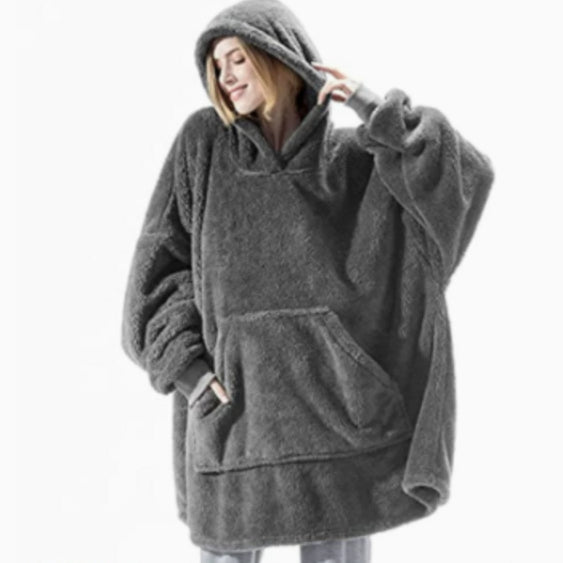 Wearable blanket hoodie in dark grey