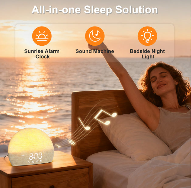 Sunrise alarm, sound machine and bedside light in one