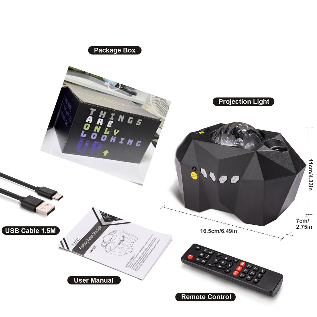 Aurora star projector unit, rotating LED night light for a bedroom