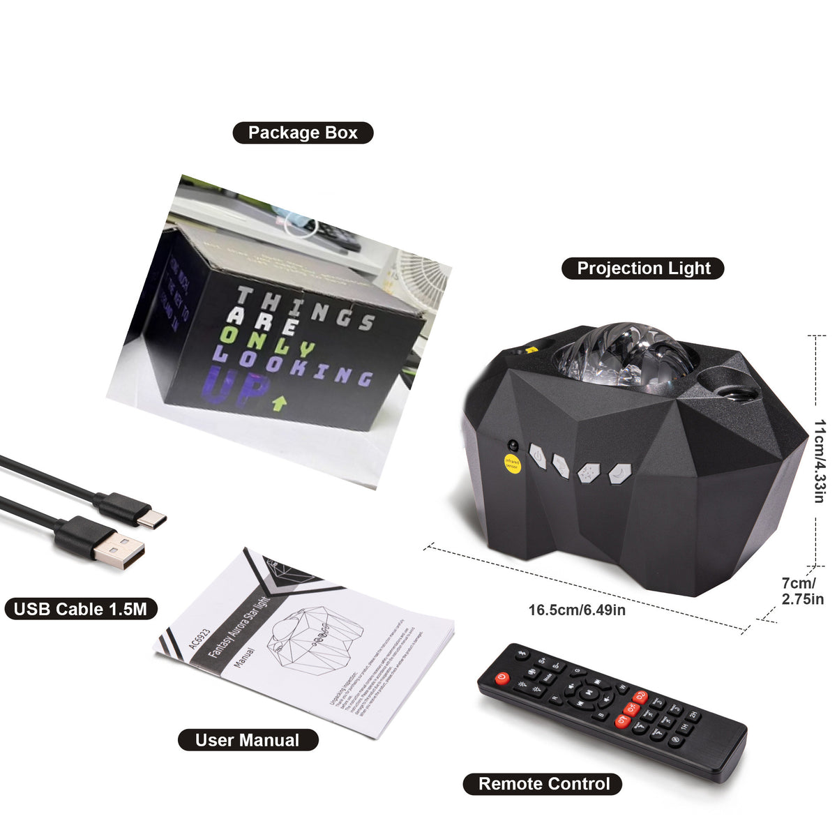 Aurora star projector unit, rotating LED night light for a bedroom