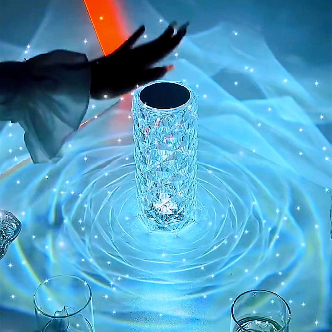 Crystal rose lamp with touch switch, remote and USB charging