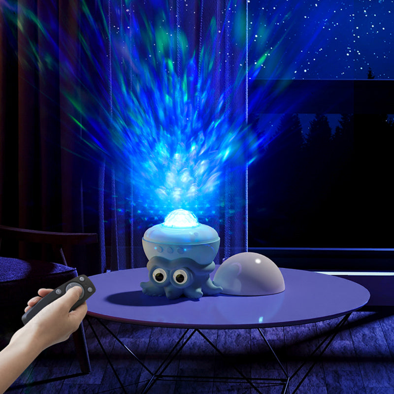 Octopus projector casting ocean light on a bedroom ceiling