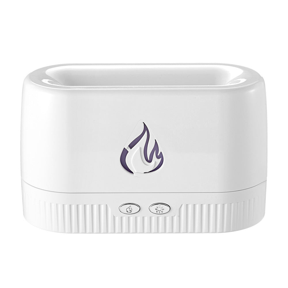White flame diffuser with warm firelight mist